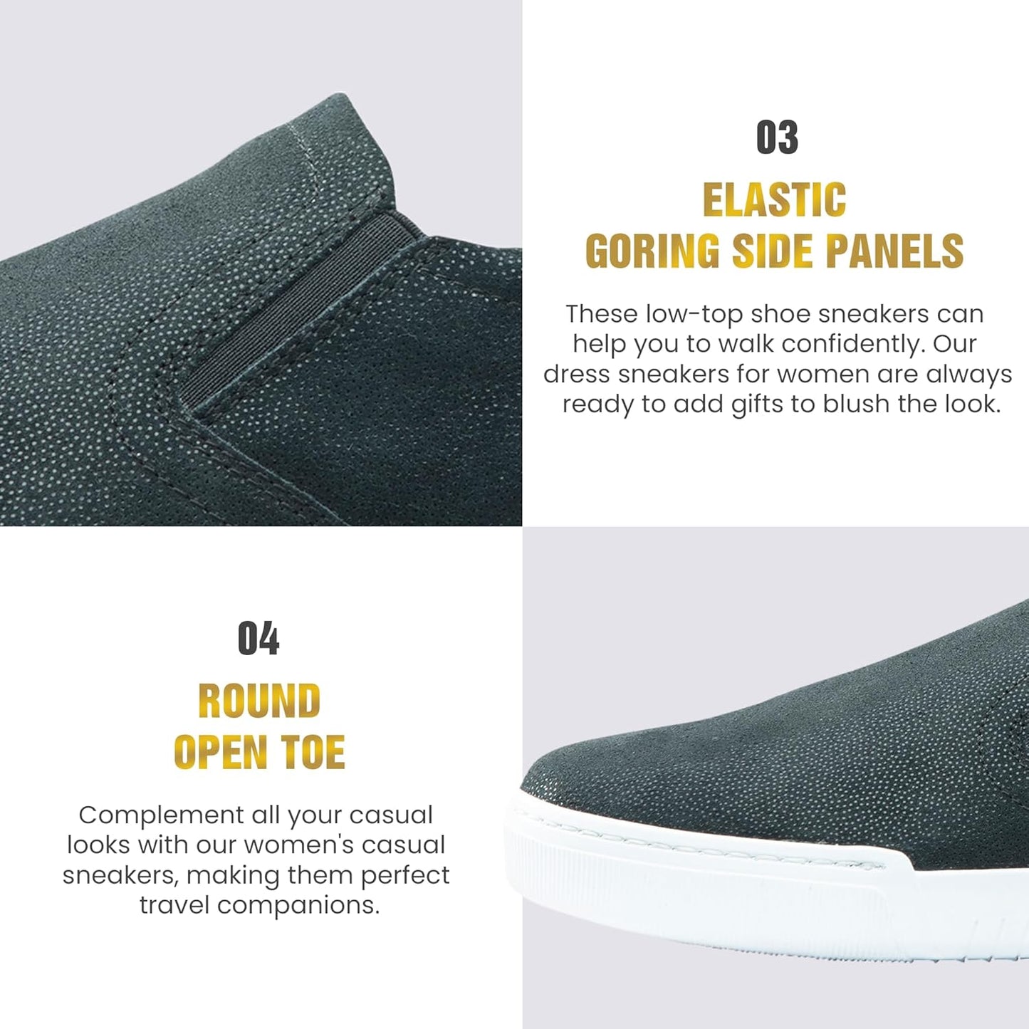 Women'S Fashion Sneakers – Genuine Leather Casual Shoes, Comfortable Cushioned Insole, TPR Rubber Sole, Stylish Lifestyle, Lightweight and Durable Travel Sneakers