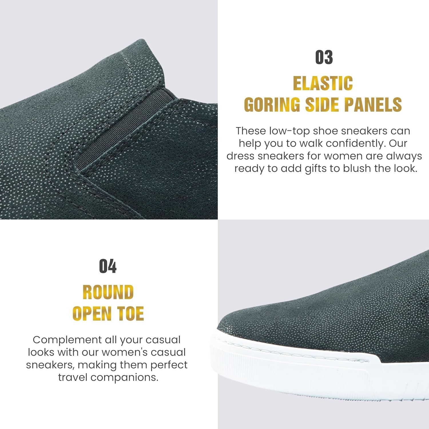 Women'S Fashion Sneakers – Genuine Leather Casual Shoes, Comfortable Cushioned Insole, TPR Rubber Sole, Stylish Lifestyle, Lightweight and Durable Travel Sneakers